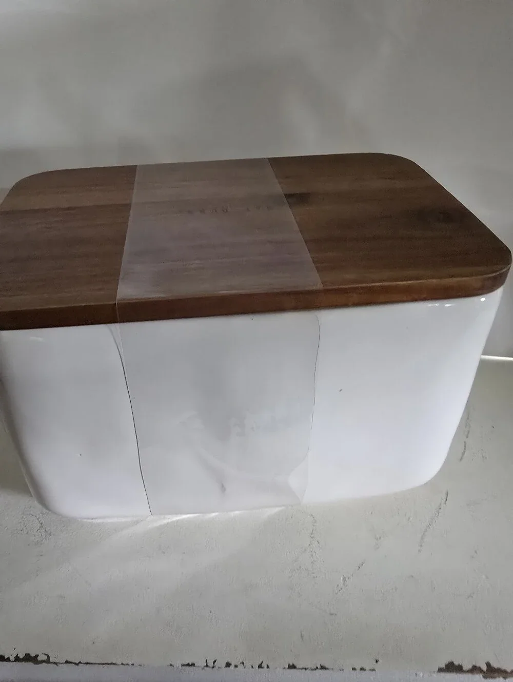 Rae Dunn Bread Box.Wood Lid White Bread Box - New Sealed